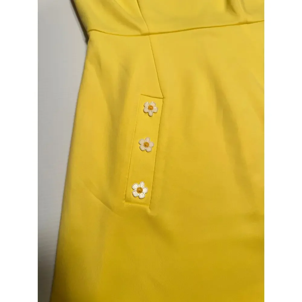 Betsey Johnson A-Line Mini Dress Yellow Women’s 4 Daisy 60s Retro Dopamine - Picture 12 of 16